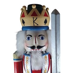 Far East Brokers Consultants Nutcracker King with Sword Crown Wooden Twenty Inch